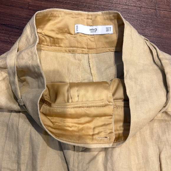 Mango Basics Linen High Waist Pants with Belt and Pockets - Picture 5 of 9